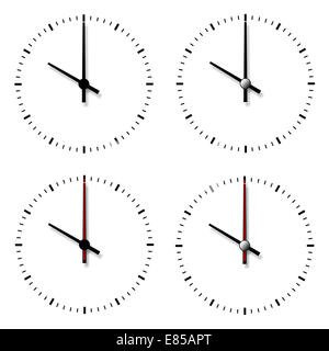 Set of clocks without numbers isolated on white background. Stock Photo