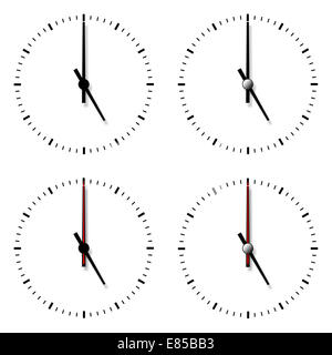 Set of clocks without numbers isolated on white background. Stock Photo