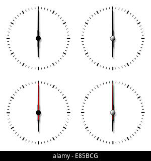 Set of clocks without numbers isolated on white background. Stock Photo