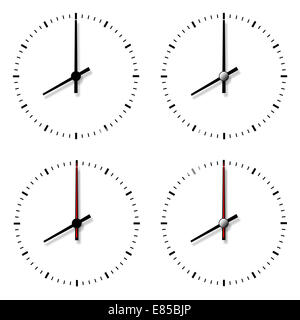 Set of clocks without numbers isolated on white background. Stock Photo