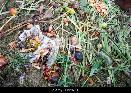 Garden compost heap, composting bio waste Stock Photo