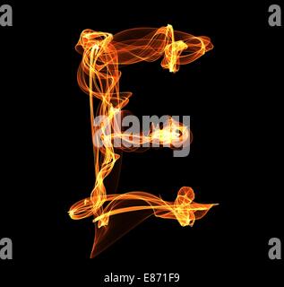 E letter in fire illustration Stock Photo