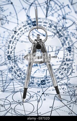 Protractor On The Background Of Mathematical Formulas And Algorithms Stock Photo Alamy