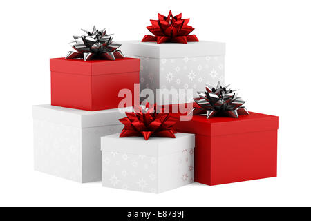 gift boxes with ribbons isolated on white background Stock Photo
