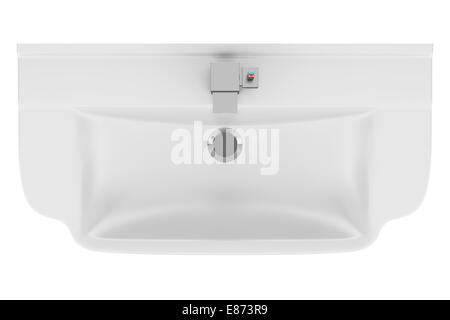 top view of ceramic bathroom sink isolated on white background Stock Photo