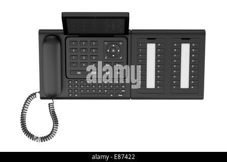 top view of modern office desk phone isolated on white background Stock Photo