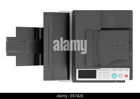 top view of modern office multifunction printer isolated on white background Stock Photo