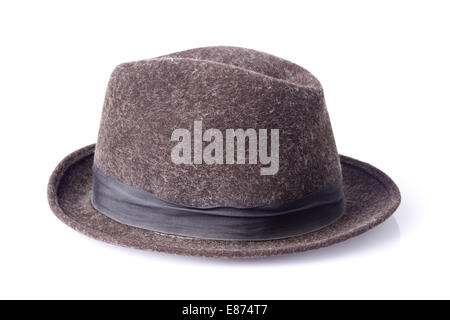 brown male felt hat isolated on white background Stock Photo - Alamy
