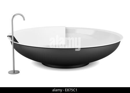 modern black round bathtub isolated on white background Stock Photo