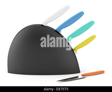 set of kitchen knives isolated on white background Stock Photo