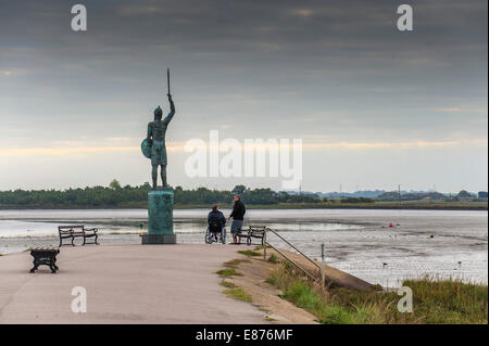 The bronze statue of Bryhtnoth on the Promenade Walk in Maldon in Essex ...