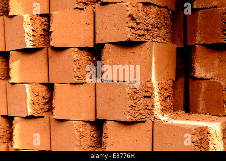 stacked masonry building materials, bricks Stock Photo