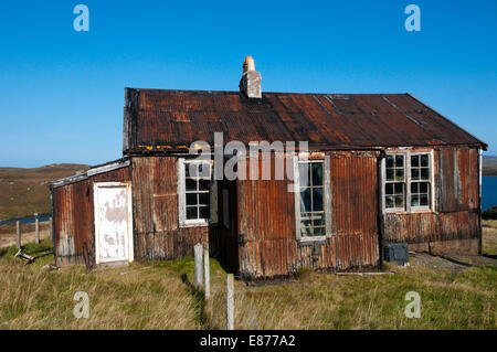 A rusted corrugated iron building on the Isle of Lewis in the Outer Hebrides. Stock Photo