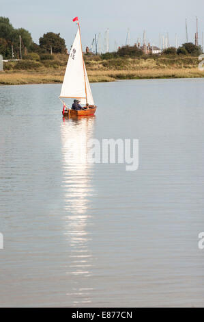 A small dinghy on the Blackwater River in Essex. Stock Photo