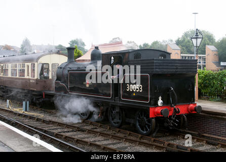 LSWR M7 class steam locomotive No. 30053 on the Severn Valley Railway at Kidderminster station, Worcestershire, UK Stock Photo