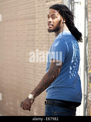 Hollywood, California, USA. 30th Sep, 2014. American Rapper Jauquin Malphurs, aka Waka Flocka Flame, performed live on stage at the El Capitan Theatre for the Jimmy Kimmel Live! show with Blink-182 drummer Travis Barker in Hollywood on Tuesday September 30, 2014. © David Bro/ZUMA Wire/Alamy Live News Stock Photo