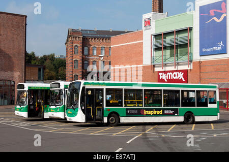 Whittle buses at bus station, Kidderminster, Worcestershire, England, UK Stock Photo