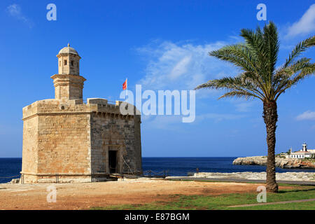 The watchtower of Castell de Sant Nicolau, Ciutadella, Minorca, Spain Stock Photo