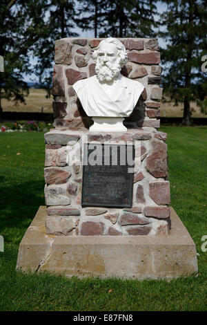 Bust of Henry Wadsworth Longfellow, Grand-Pré National Historic Site, Nova Scotia, Cananda Stock Photo