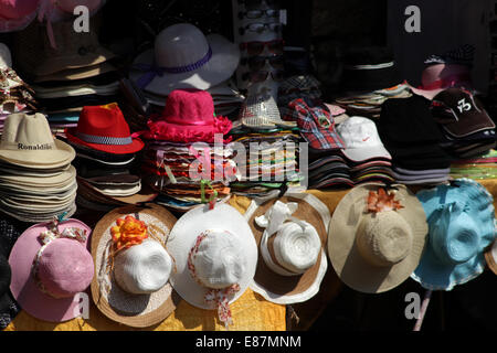 Display of Straw Hats for Sale in Mamallapuram,Kanchipuram,Tamill Nadu, Stock Photo