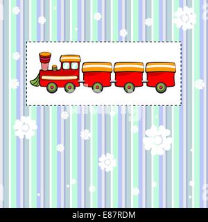 Vector illustration of funky Vintage Gift card with cool red train Stock Vector