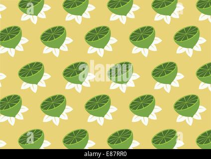 Vector illustration of funky lemons pattern on the beige background Stock Vector