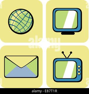 Vector illustration of shiny  Website and Internet   icons Stock Vector