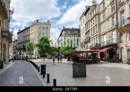 Bars and cafes in Place du Palais in the old part of Bordeaux City, France Stock Photo