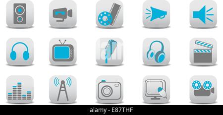 Vector illustration of video and audio icons.You can use it for your website, application or presentation. Stock Vector