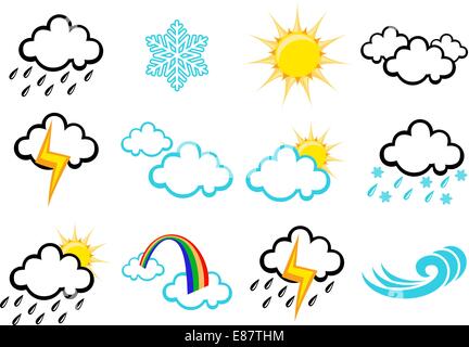 Vector illustration set of elegant Weather Icons for all types of weather Stock Vector