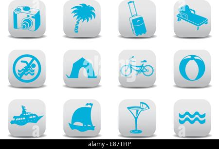 Vector illustration of  icon set or design elements relating to summer tourism Stock Vector