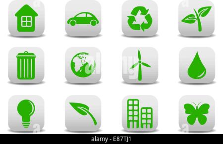 Vector illustration of ecological icons .You can use it for your website, application or presentation Stock Vector