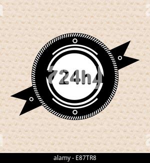 Vintage retro label | tag | badge : 24 hours icon Stock Vector
