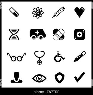 Black medical icon set Stock Vector