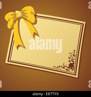 Vector illustration of beautifull frame decorated with bow and floral elements. Stock Vector