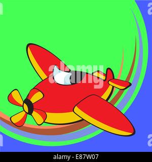 Vector illustration of Transport Cartoon. Little funky airplane Stock Vector