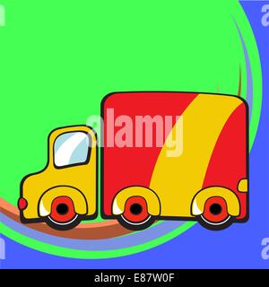 Vector illustration of Transport Cartoon. Little funky truck Stock Vector