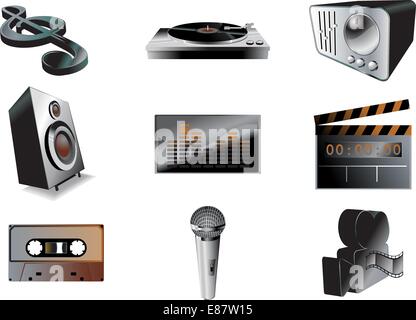 Vector illustration of music/audio icon set .You can use it for your website, application or presentation Stock Vector