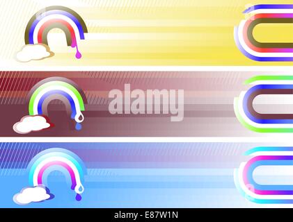 Vector illustration of three Rainbow Web Banners Stock Vector