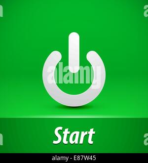 Paper start button on green background Stock Vector