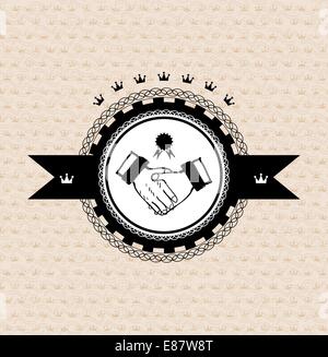 Vector retro label: stylized handshake Stock Vector