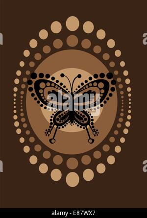 Vector illustration of  funky  butterfly in retro style Stock Vector