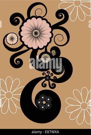 Vector illustration of floral abstract retro background. Includes the floral elements and flowers in different sizes and colours. Stock Vector