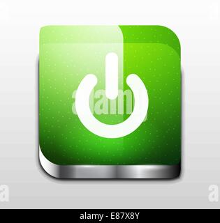 Glossy square power button Stock Vector