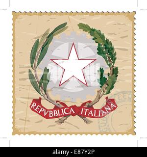 Coat of arms of  Italy on the old postage stamp Stock Vector