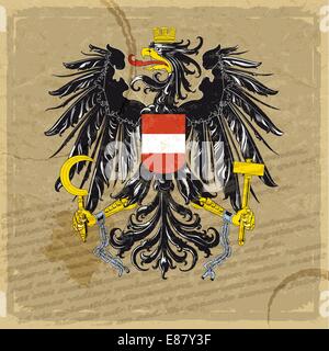 Austria coat of arms on an old sheet of paper Stock Vector