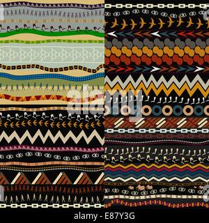 Set of seamless patterns with African elements Stock Vector