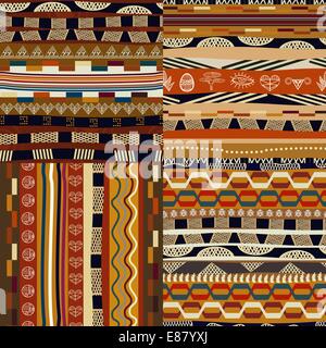 Set of seamless traditional ethnic patterns Stock Vector