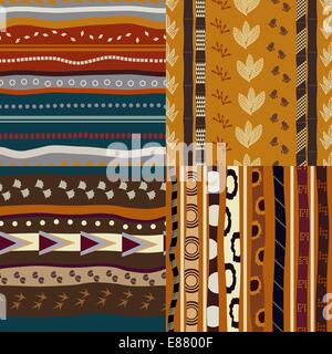 Set of African ethnic seamless patterns Stock Vector