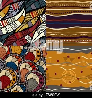 Set of African seamless patterns Stock Vector